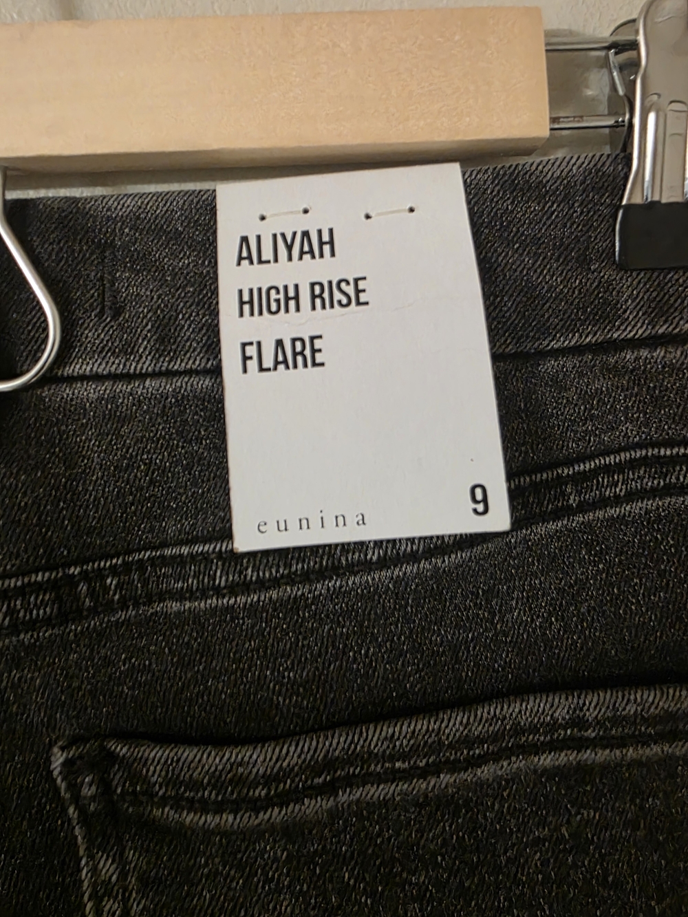 Eunina NWT Aliyah High Rise Flare Jeans Blacklight Grey 9 - Picture 12 of 12